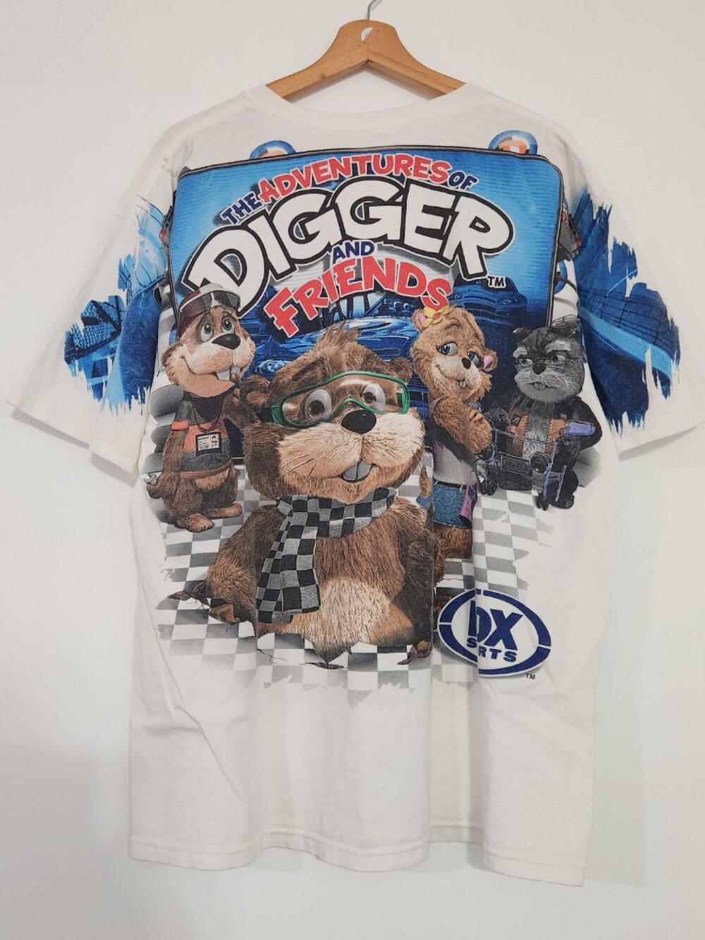 Vintage Nascar T Shirt Size XL Digger and Friends Fox Sports Racing Cartoon AOP - Picture 5 of 6